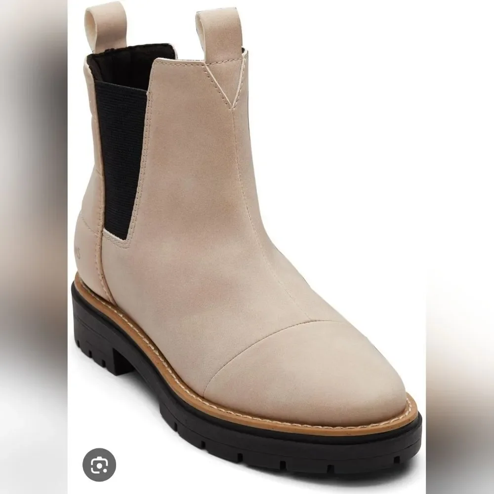 NEW TOMS SKYLAR Sahara Beige Nude Cream Black Chelsea Chukka Boots 6